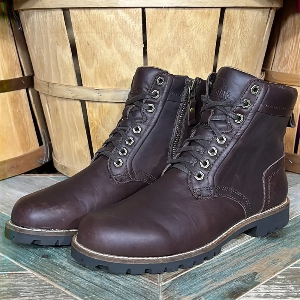 Kodiak Delson Brown Leather Waterproof Lined Zip-Up Lace-Up Boots Mens Size 9